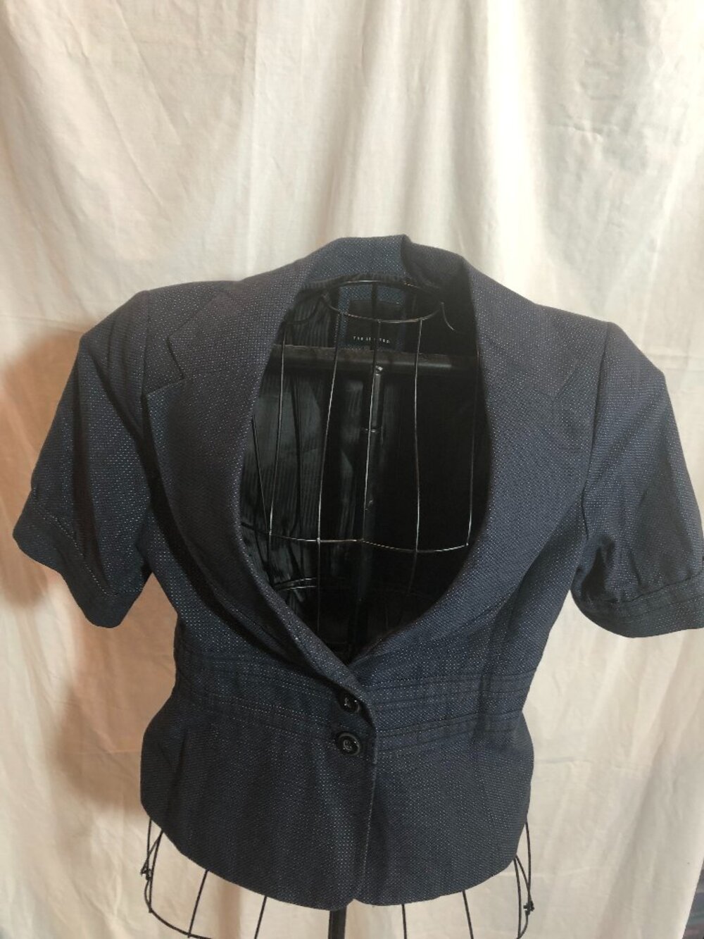 The Limited MEDIUM Blue Jacket Blazer Short Sleeve 19" Pit to Pit